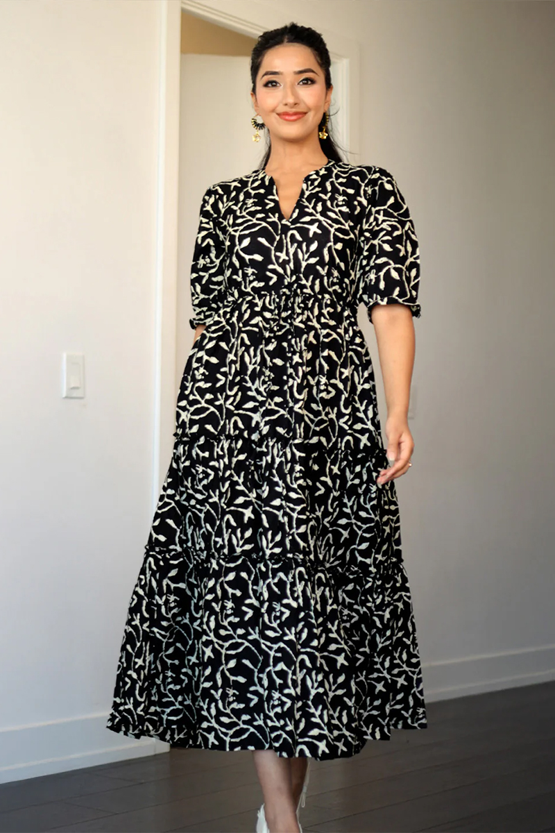 Soft Cotton Floral Anarkali Multicoloured Dress