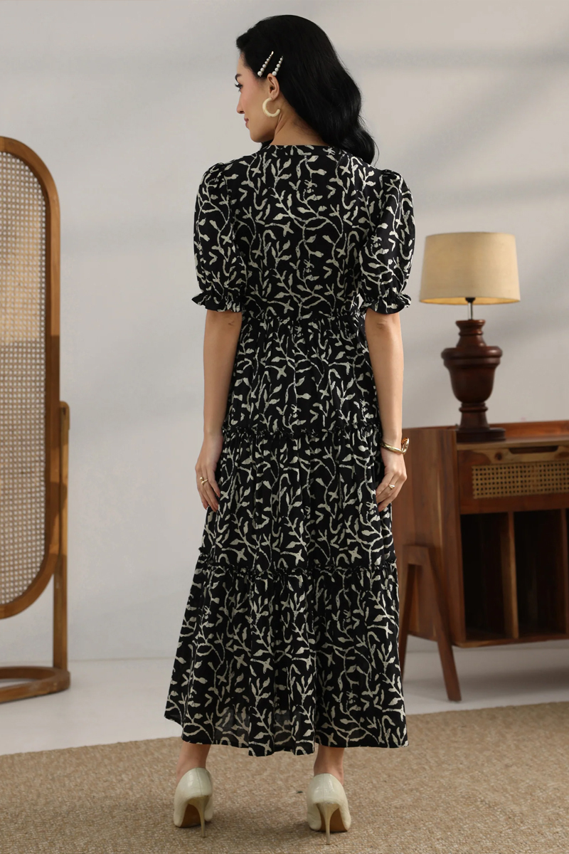 Soft Cotton Floral Anarkali Multicoloured Dress