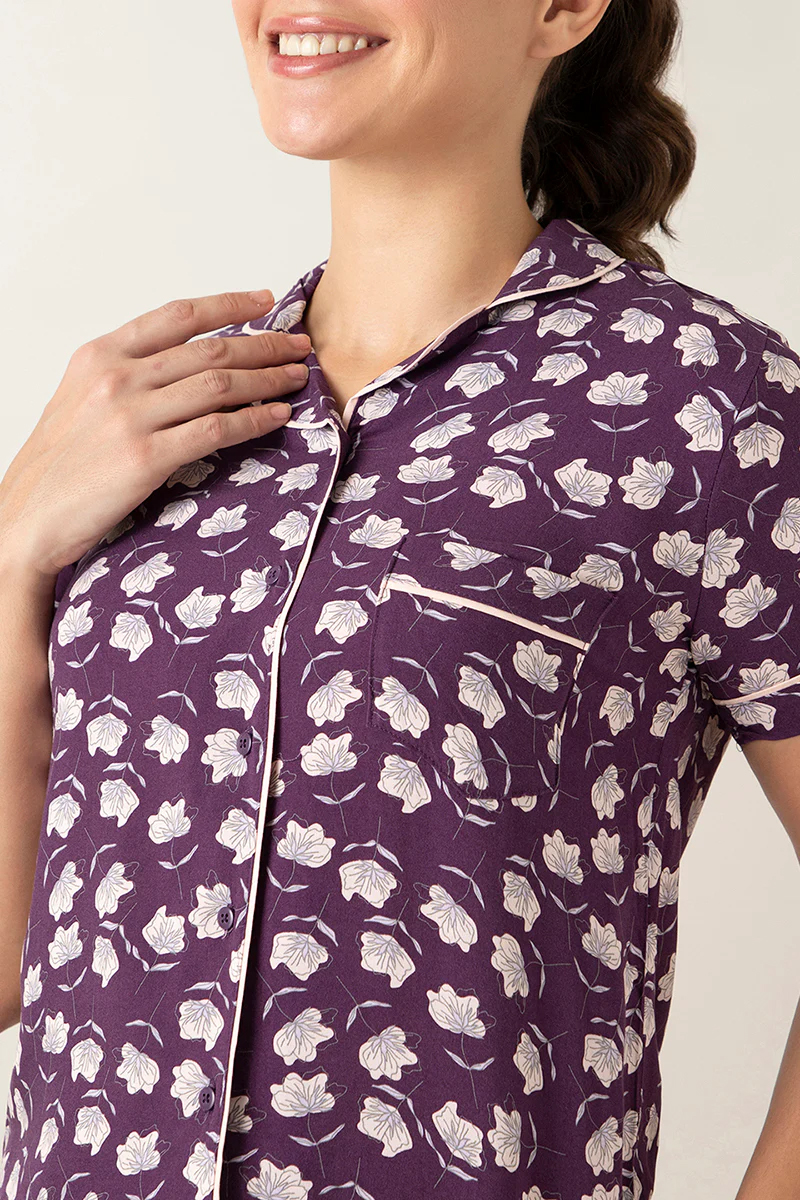 Half Sleeves Sleep PJ SetShadow Floral Print