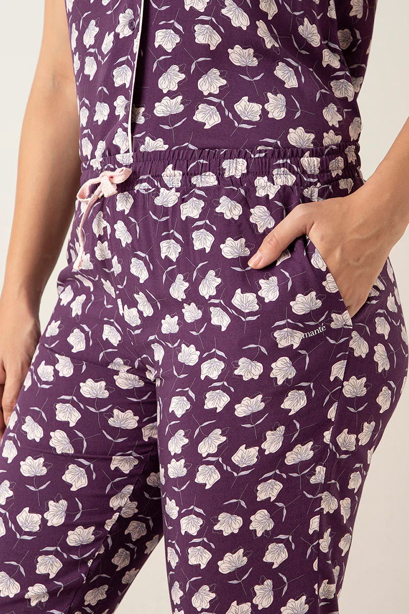 Half Sleeves Sleep PJ SetShadow Floral Print