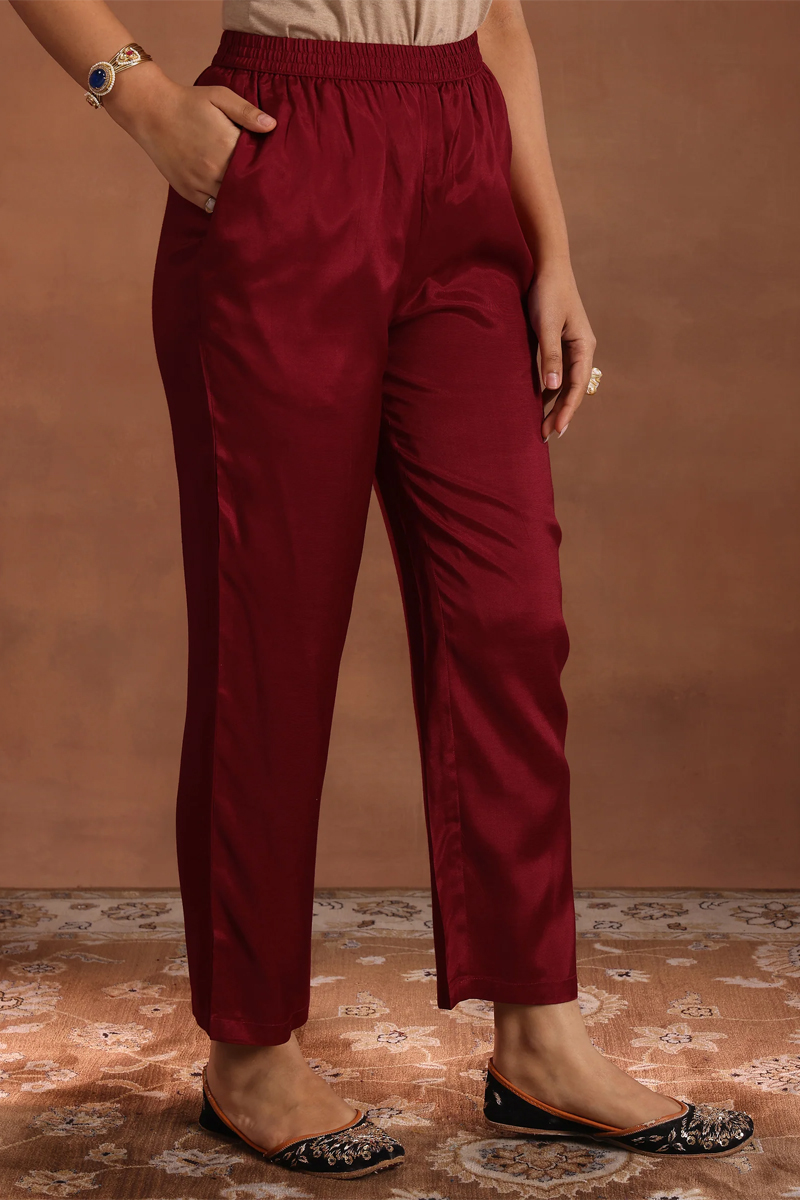 Maroon Yoke Design Tissue Straight Suit With Dupatta