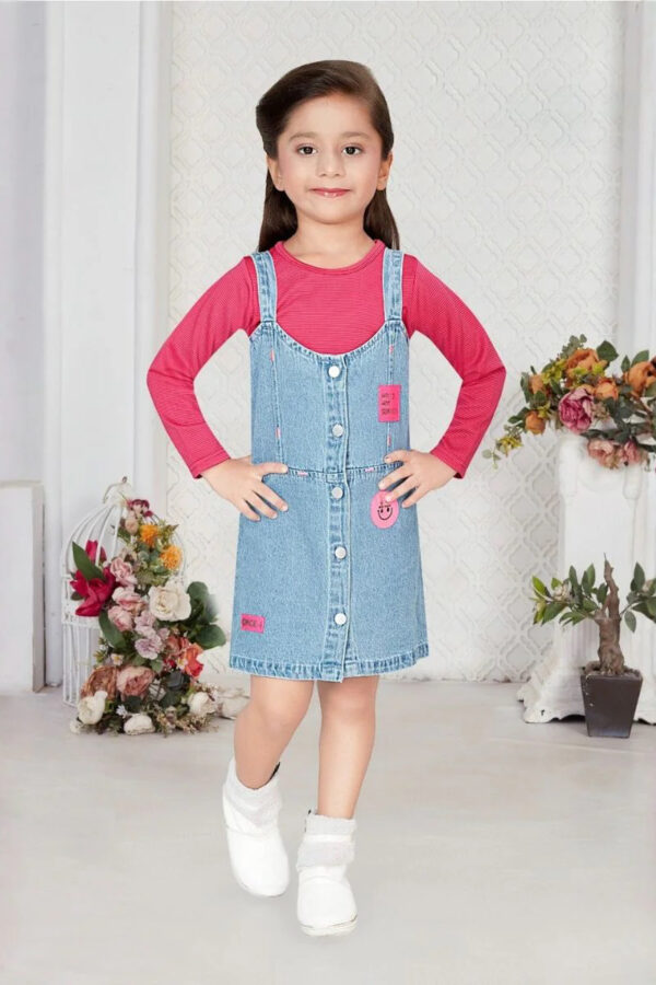 Denim Pinafore Style Girls Midi