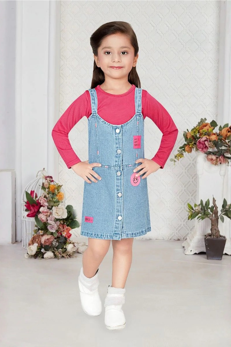 Denim Pinafore Style Girls Midi