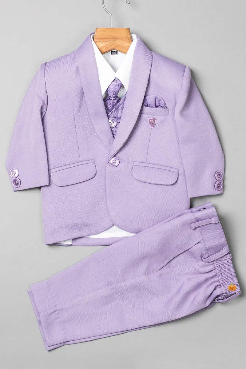Purple Flap Pockets Suit for Boys