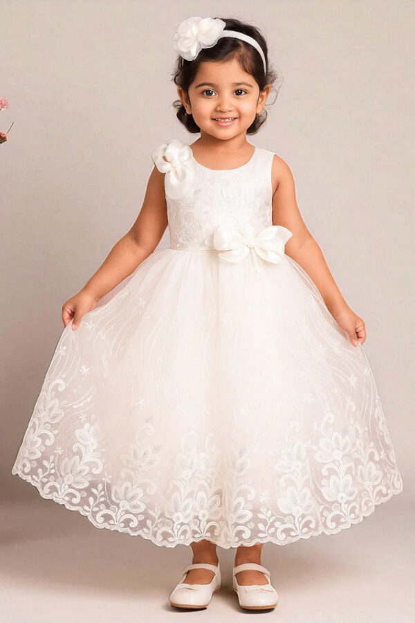 White Long Girls Gown